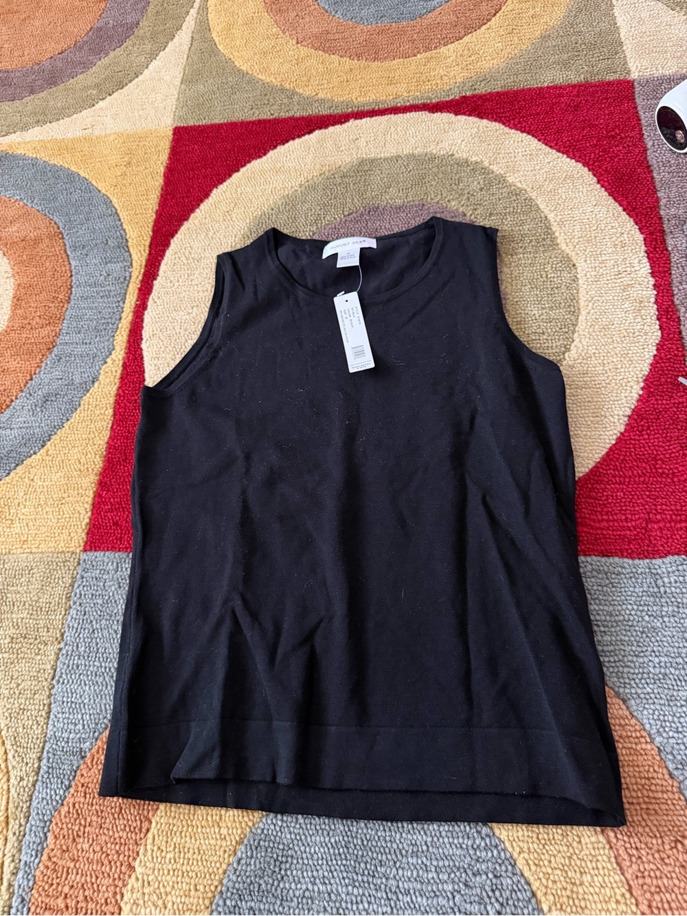 NWT August Silk Black Sleeveless Sweater Tank Top Women’s Size Medium